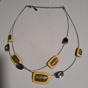 vintage Spoutnik cream, gold and silver color chunky vintage necklace